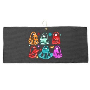 Halloween Neon Ghost Reading Books Spooky Season Large Microfiber Waffle Golf Towel