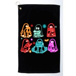 Halloween Neon Ghost Reading Books Spooky Season Platinum Collection Golf Towel