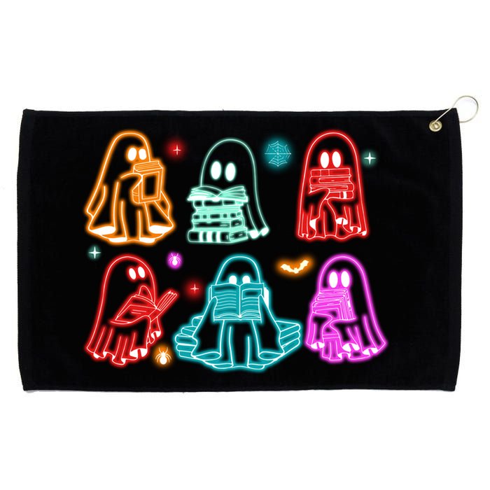 Halloween Neon Ghost Reading Books Spooky Season Grommeted Golf Towel