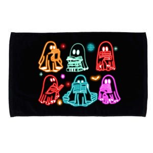 Halloween Neon Ghost Reading Books Spooky Season Microfiber Hand Towel