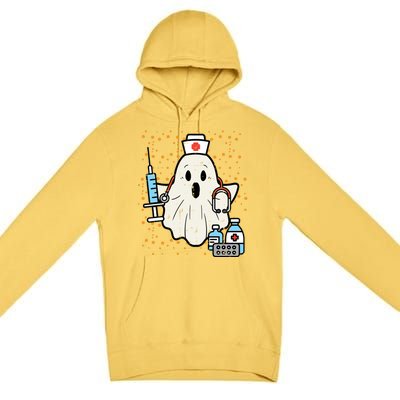 Halloween Nurse Ghost Boo Nursing Scrub Top Costume Gift Premium Pullover Hoodie