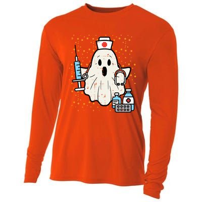 Halloween Nurse Ghost Boo Nursing Scrub Top Costume Gift Cooling Performance Long Sleeve Crew