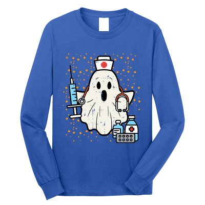 Halloween Nurse Ghost Boo Nursing Scrub Top Costume Gift Long Sleeve Shirt