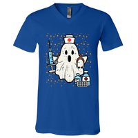 Halloween Nurse Ghost Boo Nursing Scrub Top Costume Gift V-Neck T-Shirt