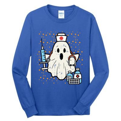 Halloween Nurse Ghost Boo Nursing Scrub Top Costume Gift Tall Long Sleeve T-Shirt