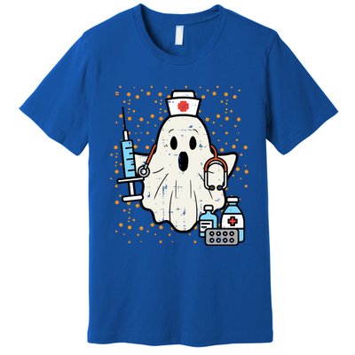 Halloween Nurse Ghost Boo Nursing Scrub Top Costume Gift Premium T-Shirt