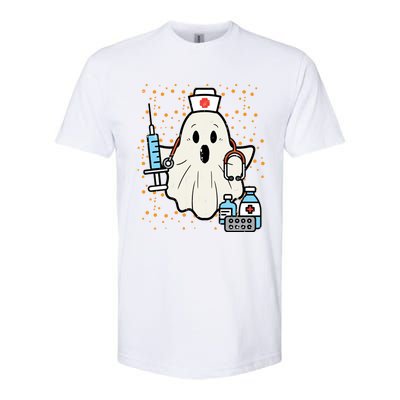 Halloween Nurse Ghost Boo Nursing Scrub Top Costume Gift Softstyle® CVC T-Shirt