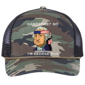 Handsome No Georgeous Washington Funny Fourth 4th Of July Retro Rope Trucker Hat Cap