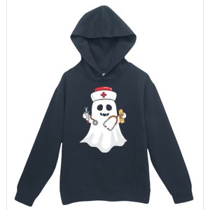 Halloween Nurse Ghost Scrub Top Halloween Costume Nursing Gift Urban Pullover Hoodie