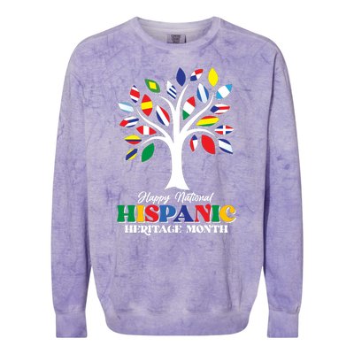 Happy National Hispanic Heritage Month Flag Tree Colorblast Crewneck Sweatshirt