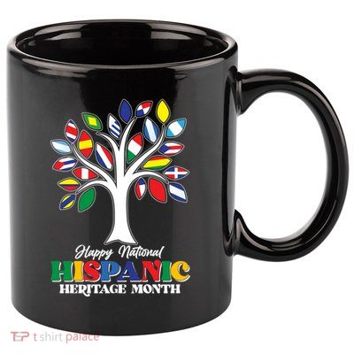 Happy National Hispanic Heritage Month Flag Tree 11oz C Handle Ceramic Mug