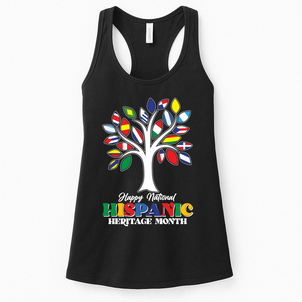 Happy National Hispanic Heritage Month Flag Tree Womens Tank Top