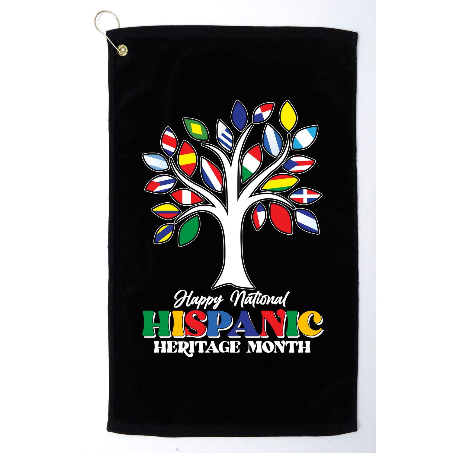 Happy National Hispanic Heritage Month Flag Tree Golf Towel