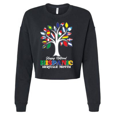 Happy National Hispanic Heritage Month Flag Tree Cropped Pullover Crew