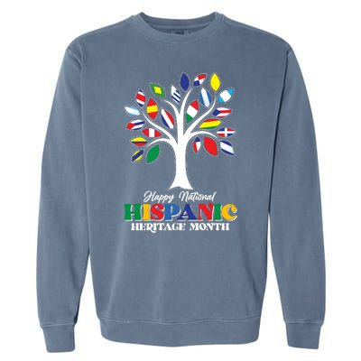 Happy National Hispanic Heritage Month Flag Tree Garment-Dyed Sweatshirt