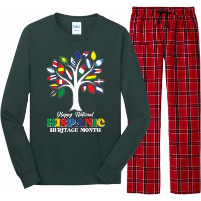 Happy National Hispanic Heritage Month Flag Tree Long Sleeve Pajama Set