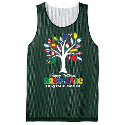 Happy National Hispanic Heritage Month Flag Tree Mesh Reversible Basketball Jersey Tank