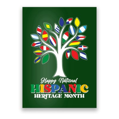 Happy National Hispanic Heritage Month Flag Tree Poster
