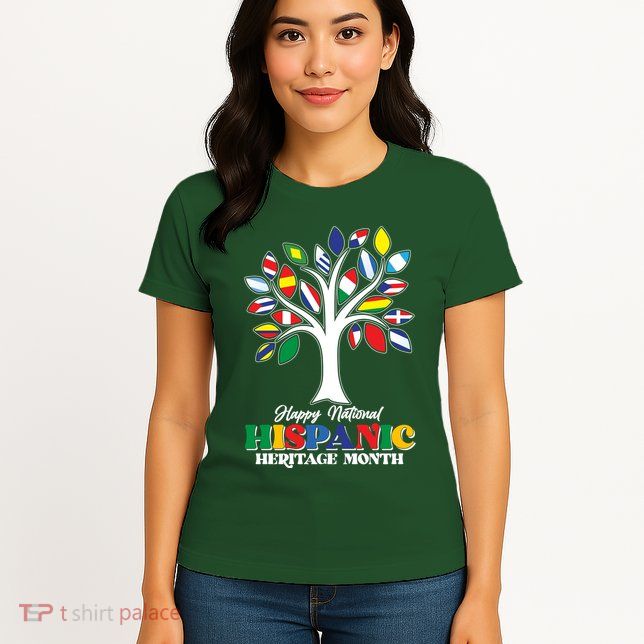 Happy National Hispanic Heritage Month Flag Tree Womens T-Shirt