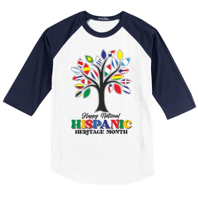 Happy National Hispanic Heritage Month Flag Tree Baseball Sleeve Shirt