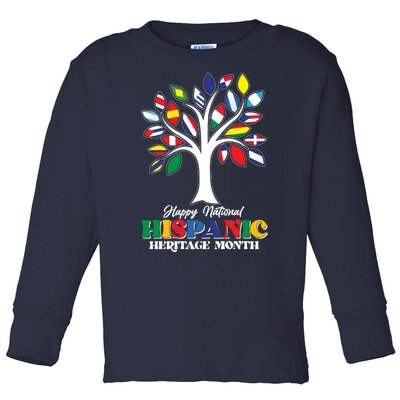 Happy National Hispanic Heritage Month Flag Tree Toddler Long Sleeve Shirt