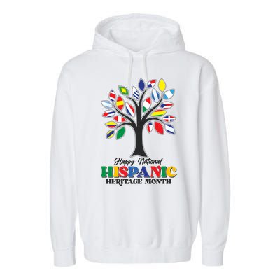 Happy National Hispanic Heritage Month Flag Tree Garment-Dyed Fleece Hoodie