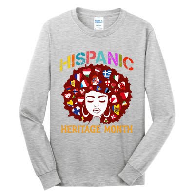 Happy National Heritage Month Tree Hispanic Latino Flags Tall Long Sleeve T-Shirt