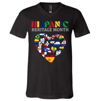 Happy National Hispanic Heritage Month All Countries V-Neck T-Shirt