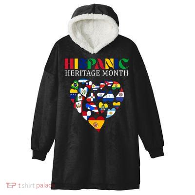 Happy National Hispanic Heritage Month All Countries Hooded Wearable Blanket