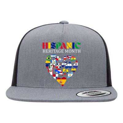 Happy National Hispanic Heritage Month All Countries Flat Bill Trucker Hat