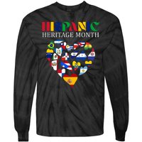 Happy National Hispanic Heritage Month All Countries Tie-Dye Long Sleeve Shirt