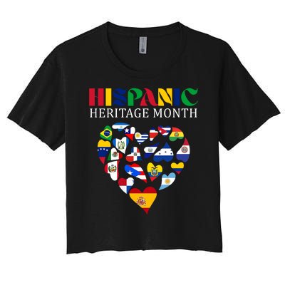 Happy National Hispanic Heritage Month All Countries Women's Crop Top Tee