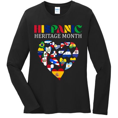Happy National Hispanic Heritage Month All Countries Ladies Long Sleeve Shirt