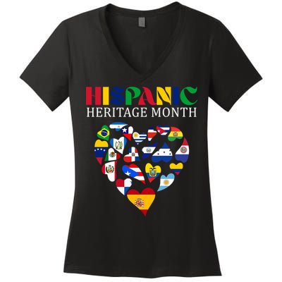 Happy National Hispanic Heritage Month All Countries Women's V-Neck T-Shirt