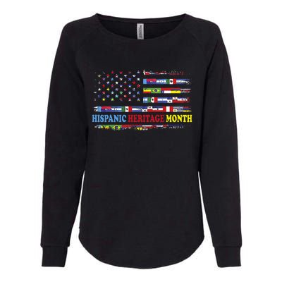 Happy National Hispanic Heritage Month Distressed Flags Womens California Wash Sweatshirt