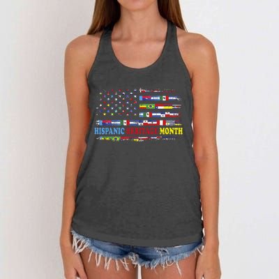 Happy National Hispanic Heritage Month Distressed Flags Women's Knotted Racerback Tank