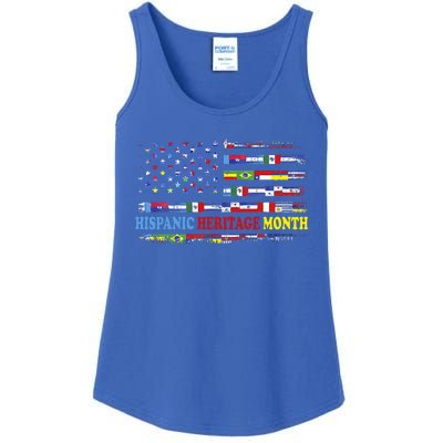 Happy National Hispanic Heritage Month Distressed Flags Ladies Essential Tank