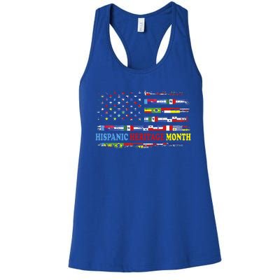 Happy National Hispanic Heritage Month Distressed Flags Women's Racerback Tank