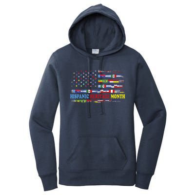 Happy National Hispanic Heritage Month Distressed Flags Women's Pullover Hoodie