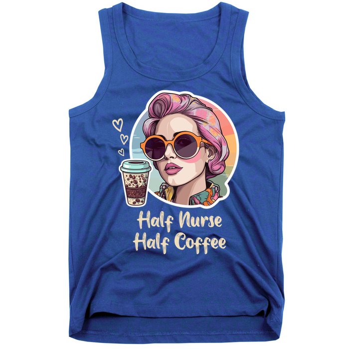 Half Nurse Half Coffee Addict Funny Vintage Pop Art Cute Gift Tank Top