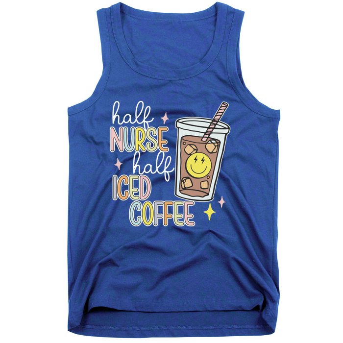 Half Nurse Half Iced Coffee Nurse Life Nurse Mom Gift Tank Top