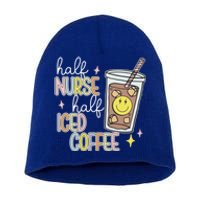 Half Nurse Half Iced Coffee Nurse Life Nurse Mom Gift Short Acrylic Beanie