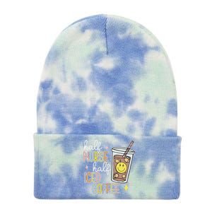 Half Nurse Half Iced Coffee Nurse Life Nurse Mom Gift Tie Dye 12in Knit Beanie