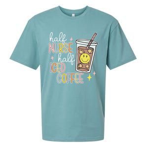 Half Nurse Half Iced Coffee Nurse Life Nurse Mom Gift Sueded Cloud Jersey T-Shirt