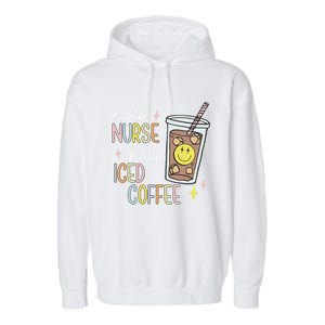 Half Nurse Half Iced Coffee Nurse Life Nurse Mom Gift Garment-Dyed Fleece Hoodie