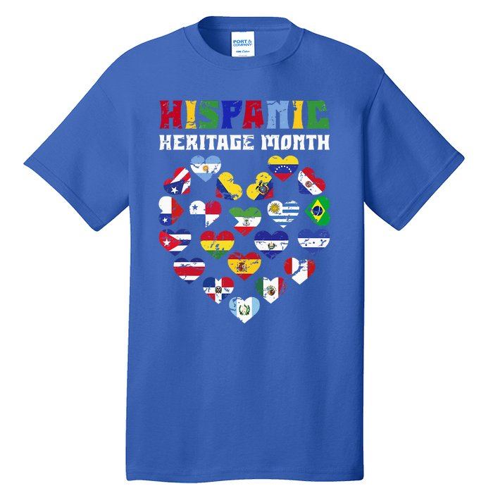 Happy National Hispanic Heritage Month Countries Flags Heart Tall T-Shirt