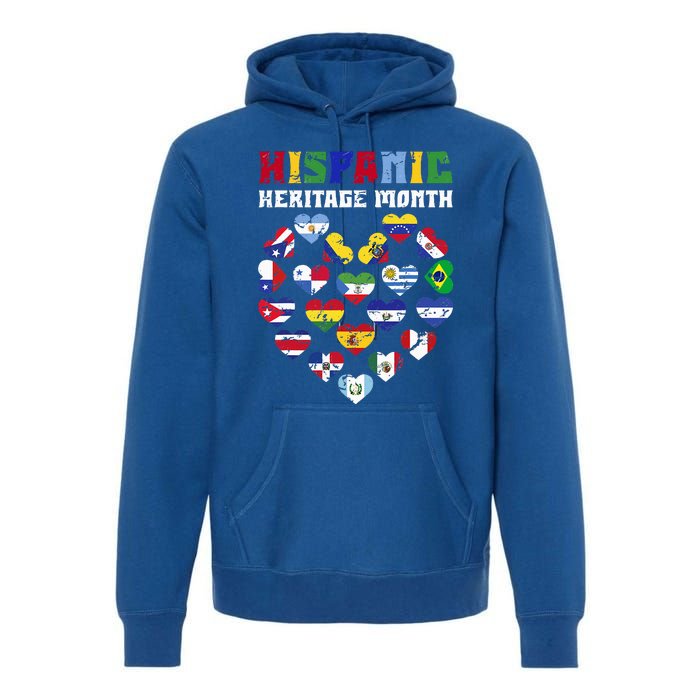 Happy National Hispanic Heritage Month Countries Flags Heart Premium Hoodie