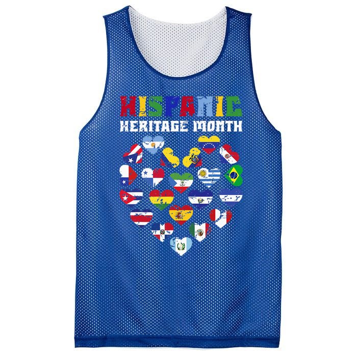 Happy National Hispanic Heritage Month Countries Flags Heart Mesh Reversible Basketball Jersey Tank