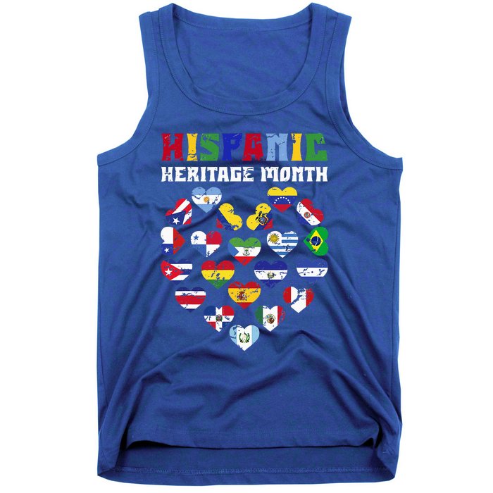 Happy National Hispanic Heritage Month Countries Flags Heart Tank Top