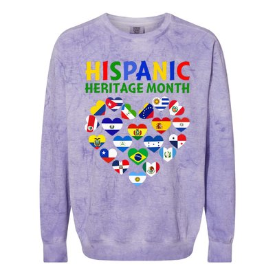 Happy National Hispanic Heritage Month All Countries Heart Colorblast Crewneck Sweatshirt